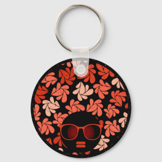 Porte-clés Tête d'afro rouge corail