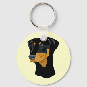 Porte-clés Tête de dobermann, noir, Uncropped