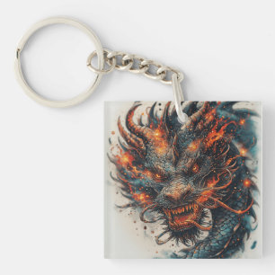 Porte-clés Tête de dragon aux yeux féroces