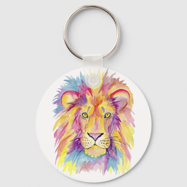 Porte-clés Tête de lion aquarelle (Recto)