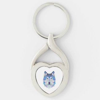 Porte-clés Tête de loup polygonale géométrique