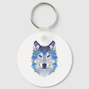 Porte-clés Tête de loup polygonale géométrique