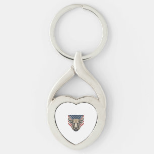 Porte-clés Tête de taureau patriotique gravure vintage vector