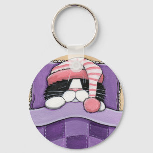 Porte-clés Tête somnolente - porte - clé de chat