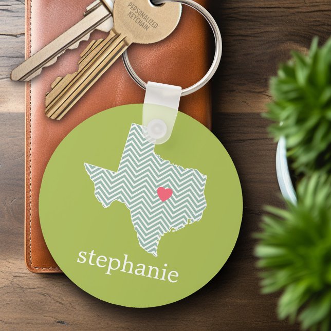 Porte-clés Texas Love with Custom Heart and Family Name (Personalized Keychain - Texas)