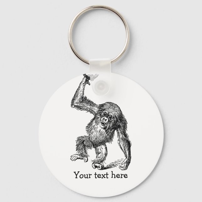 Porte-clés texte customisé chimpanzé bébé mignon (Recto)