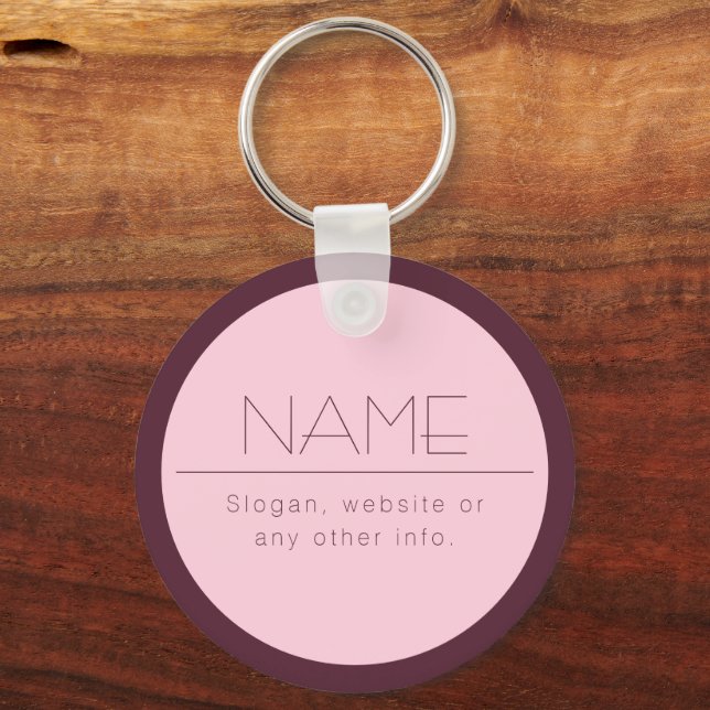 Porte-clés Texte moderne personnalisable avec bordure (Recto)