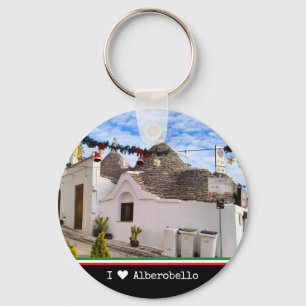 Porte-clés Texte personnalisé, maisons trulli en Alberobello