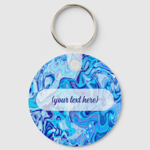Porte-clés Texture de marbre bleu glacé Métal liquide Abstrai