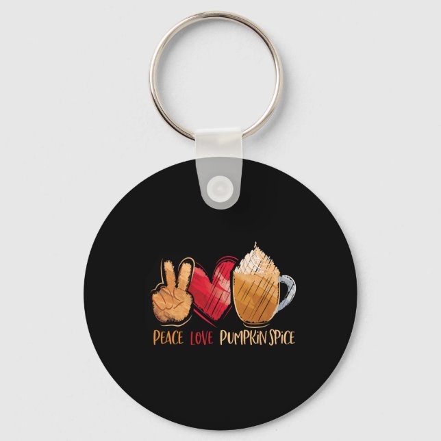 Porte-clés Thanksgiving Automne Femmes Paix Amour Citrouille  (Recto)