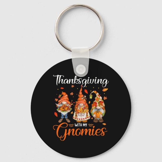 Porte-clés Thanksgiving Avec Mes Gnomies Drôle Gnomes D'Autom (Recto)