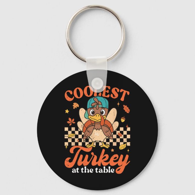 Porte-clés Thanksgiving Coolest Turkey At Table Boys Kids Tod (Recto)
