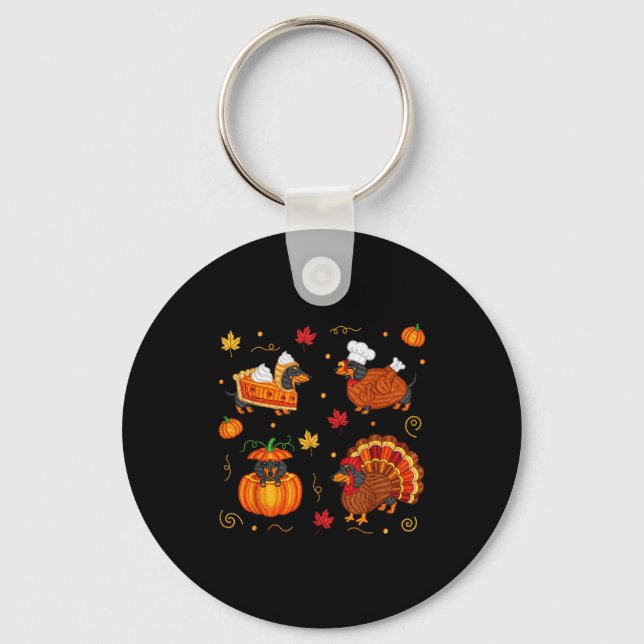 Porte-clés Thanksgiving Dachshund Weiner Dog Turkey Cute Pump (Recto)