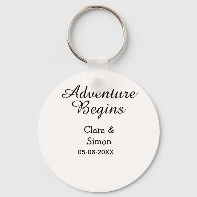 Porte-clés The adventure begins wedding couple name datsimple (Recto)