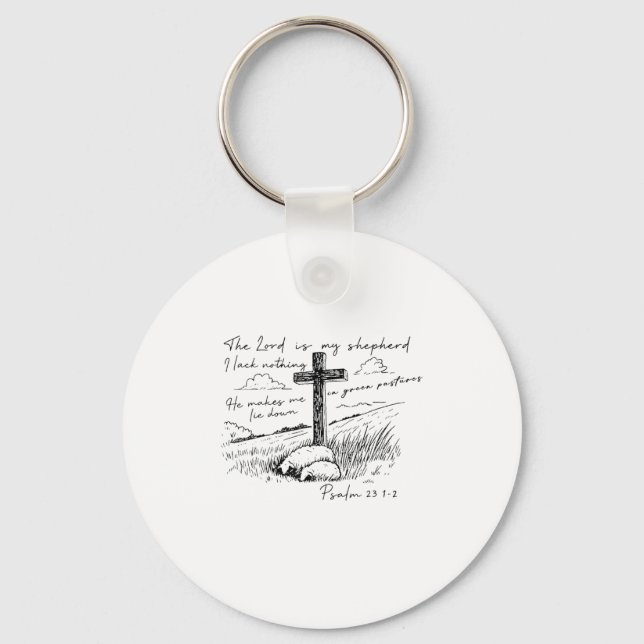 Porte-clés The Lord Is My Shepherd Psalm 23 Cross Meadow  (Recto)