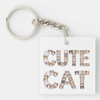 Porte-clés The words "CUTE CAT" are made using cat faces