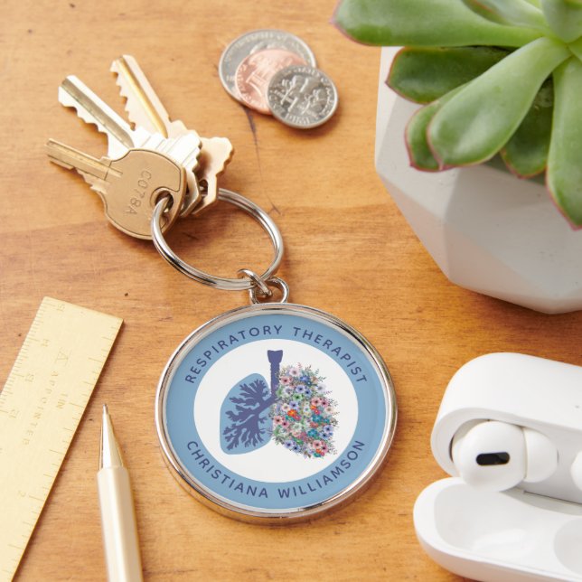 Porte-clés Thérapeute respiratoire personnalisée Poumons flor (Bureau)