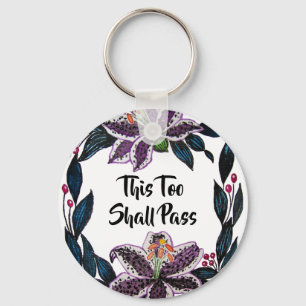 Porte-clés "This Too Shop Pass" Aquarelle Lily Wreath