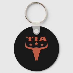 Porte-clés Tia 1er anniversaire cow-boy western rodéo crâne a