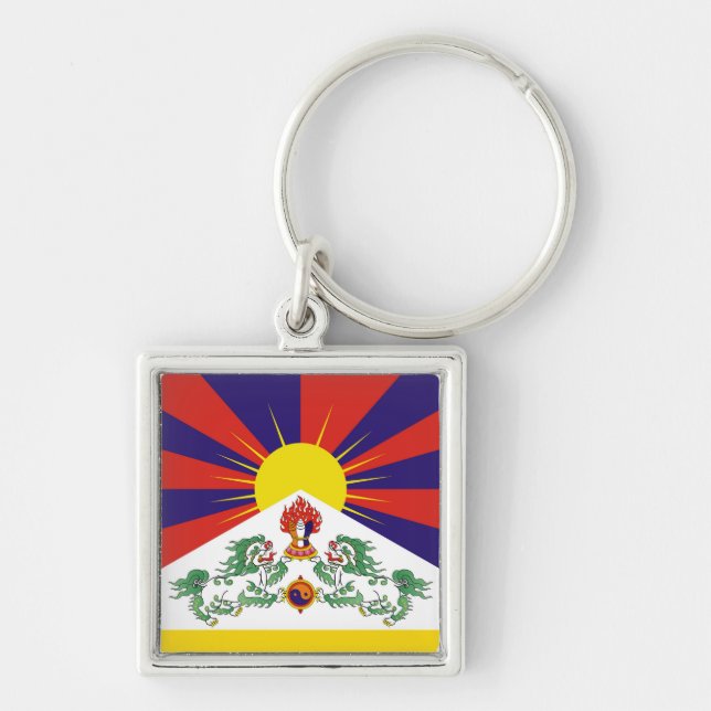 Porte-clés Tibet, Lions de Neige, drapeau - Himalaya (Devant)