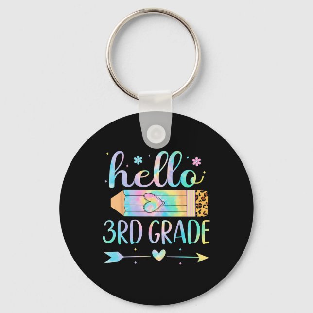 Porte-clés Tie Dye 3e année Ck à l'école Bonjour Troisième an (Recto)