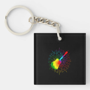 Porte-clés Tie Dye Guitare Design Guitariste coloré