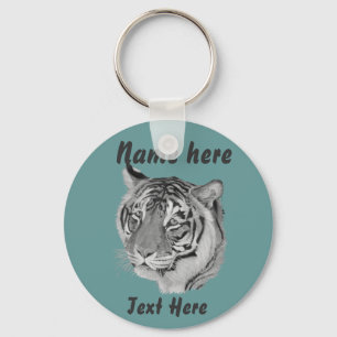 Porte-clés tiger big cat realist portrait painting monochrome