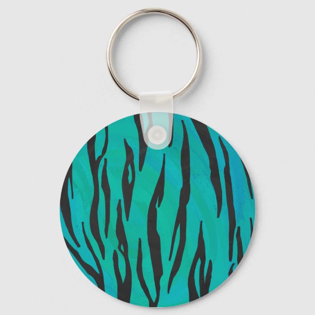 Porte-clés Tiger noir et Turquoise (Recto)
