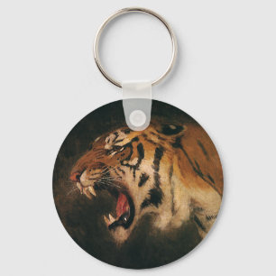 Porte-clés Tigre du Bengale vintage Grosse chatte Gravure, an