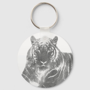 Porte-clés Tigre noir et blanc