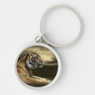Porte-clés Tigre regardant et se reposant sous le ciel