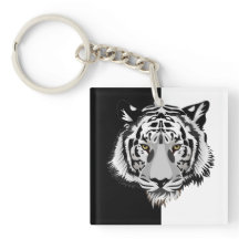 Tigre sur fond noir et blanc 