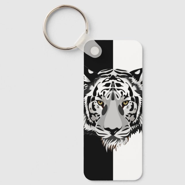 Porte-clés Tigre sur fond noir et blanc  (Recto)