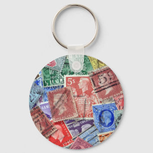 Porte-clés Timbres du R-U de cru de philatélie