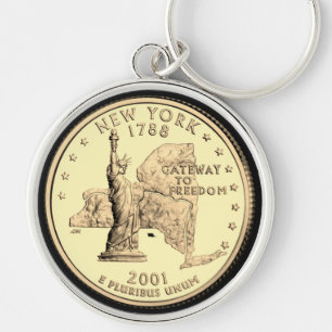 Porte-clés Tinted New York State Quarter Design 