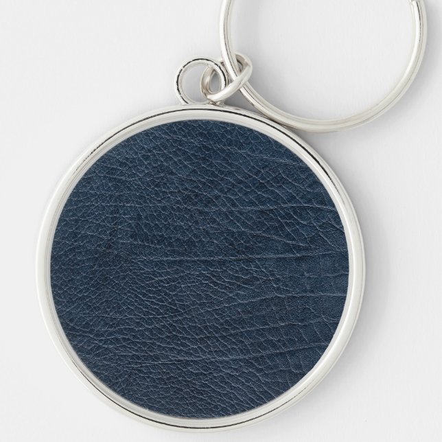 Porte-clés Tissu bleu cuir Tartan Crocodile peau (Devant)