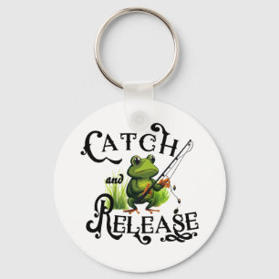 Porte-clés Tissu de grenouille de pêche à la prise et relâche