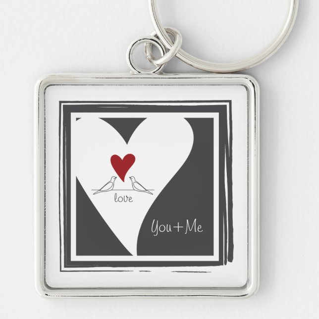 Porte-clés Toi et moi - Simple Inséparables modernes Red Hear (Devant)