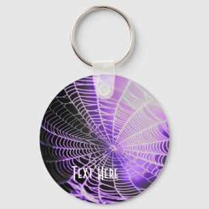 Porte-clés Toile d'araignée violette noire effrayante et sini