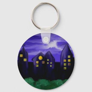 Porte-clés Toile de la ville de ciel nocturne