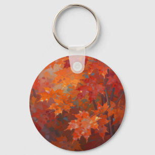 Porte-clés Toiture de feuilles de érable d'automne vibrant