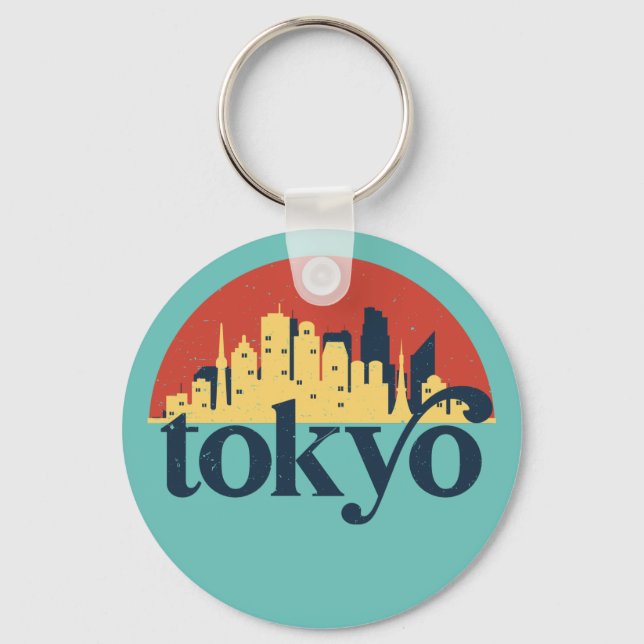 Porte-clés Tokyo City Skyline Retro Cityscape Art (Recto)