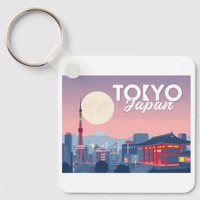 Porte-clés Tokyo Japan Pastel Voyage Design (Recto)