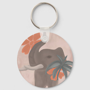 Porte-clés Tons de terre Éléphant art minimaliste
