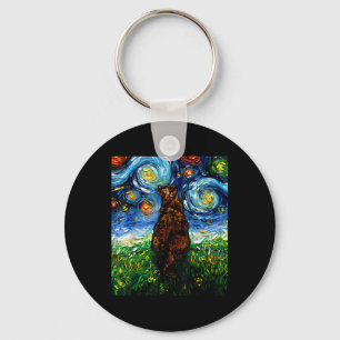Porte-clés Tortoiseshell Tortie Stress Night Kitty Cat Art By