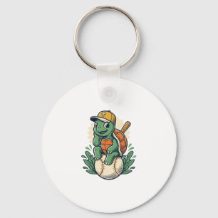 Porte-clés Tortue de baseball Gravure Vintage Design Graphiqu