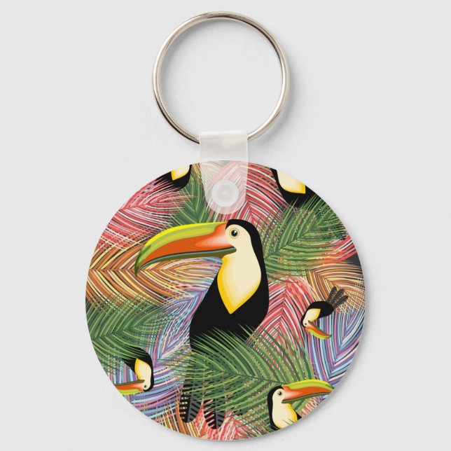 Porte-clés Toucans sur la Jungle Exotic Summer Motif (Recto)