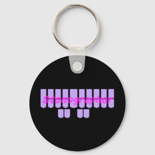 Porte-clés Touches de machine à sténographe violet