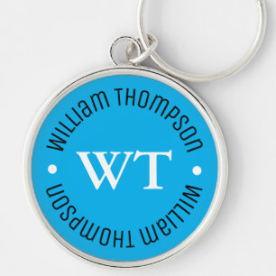 Porte-clés touches de nom ( monogramme bleu )