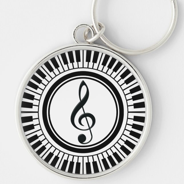 Porte-clés Touches de piano circulaires et Clé de fer (Devant)
